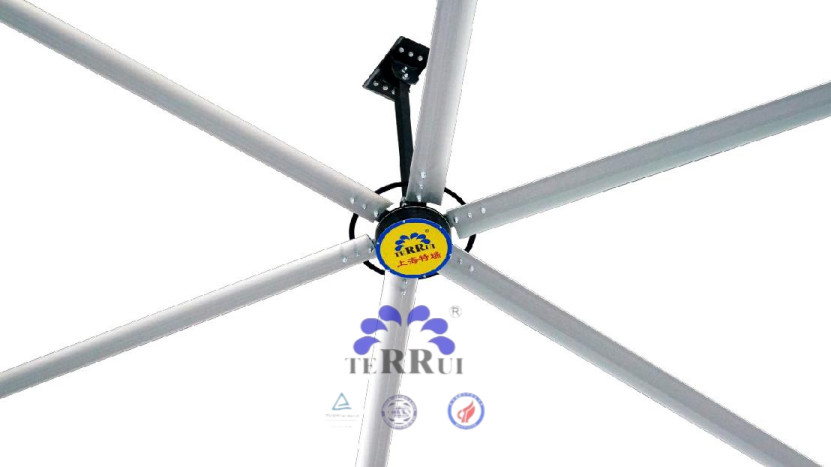 औद्योगिक वातावरण में उच्च वायु मात्रा/W 9.53m3/min के लिए 7300mm/24FT औद्योगिक छत प्रशंसक